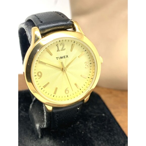 Timex Women's Watch TW2V36000 Quartz Gold Black Leather Band 32mm - Picture 12 of 13